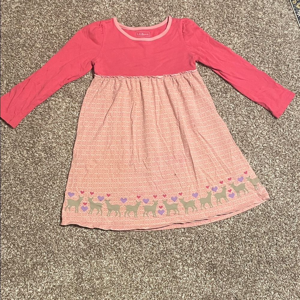 L.L. Bean Pink Elephant Pattern Dress